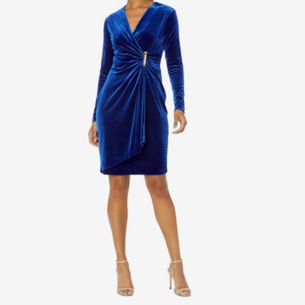 Calvin Klein Blue Velvet Women’s Wrap Dress Size 4